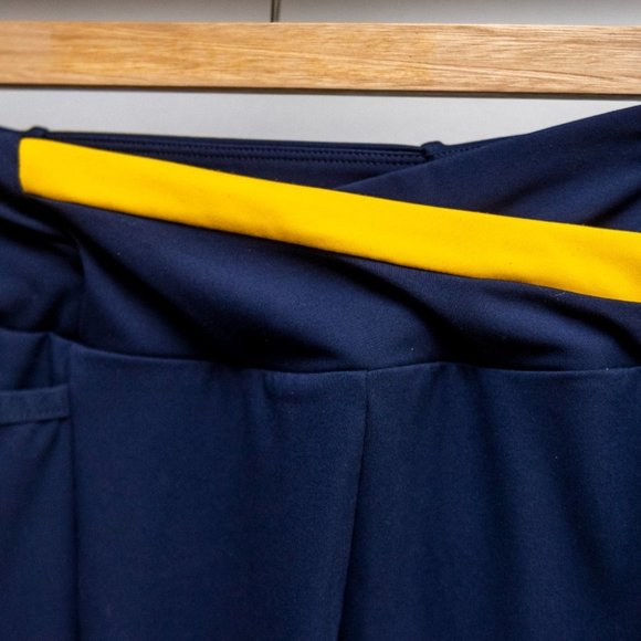 Gymshark | ASYMMETRICAL LEGGINGS High Waisted | Navy Blue Yellow | Sz. Small - Picture 4 of 8